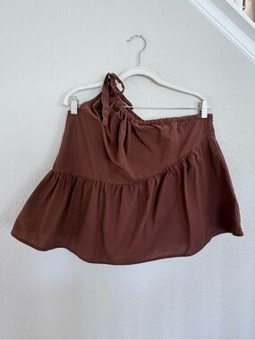 Bronze Snake Halter Crop Top — Chocolate Brown